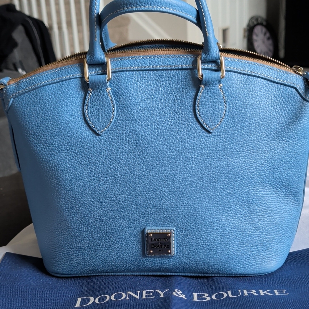 Dooney & Bourke Sky Blue Pebbled Leather Top-Handle Satchel